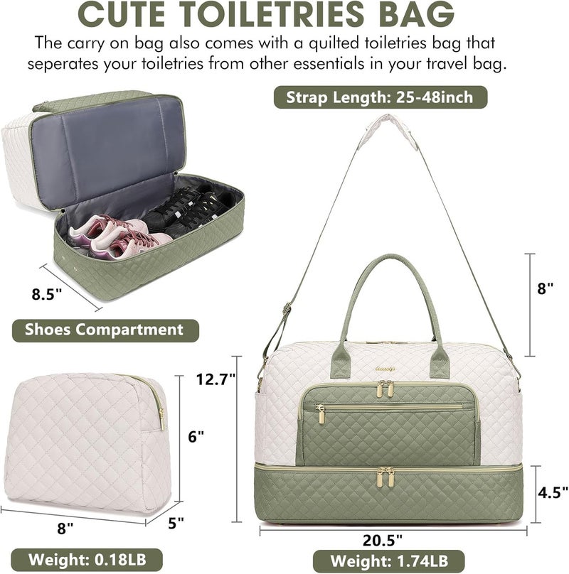 LUOCIP Travel Duffle Bag Weekender for Women - Carry-On Overnight Bag Personal Item Bag with Shoe Compartment & Wet Pocket Large Weekend Tote Bags with Toiletry Bag Hospital Bags for Labor and Delivery - Image 2